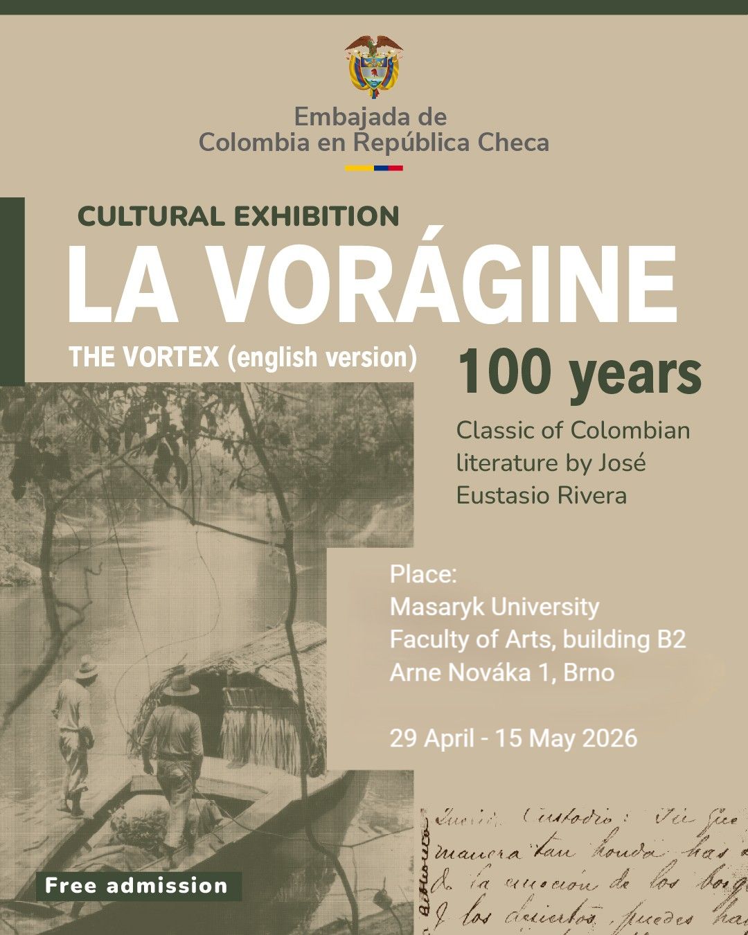 Exposición Cultural en Brno - La Vorágine: El centenario de la obra cumbre de José Eustasio Rivera